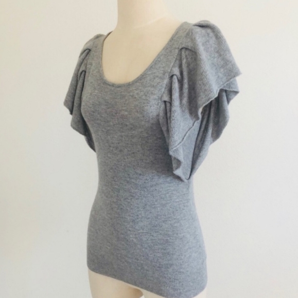 Anthropologie Robin Wool Flutter Sleeves Top - Picture 4 of 7